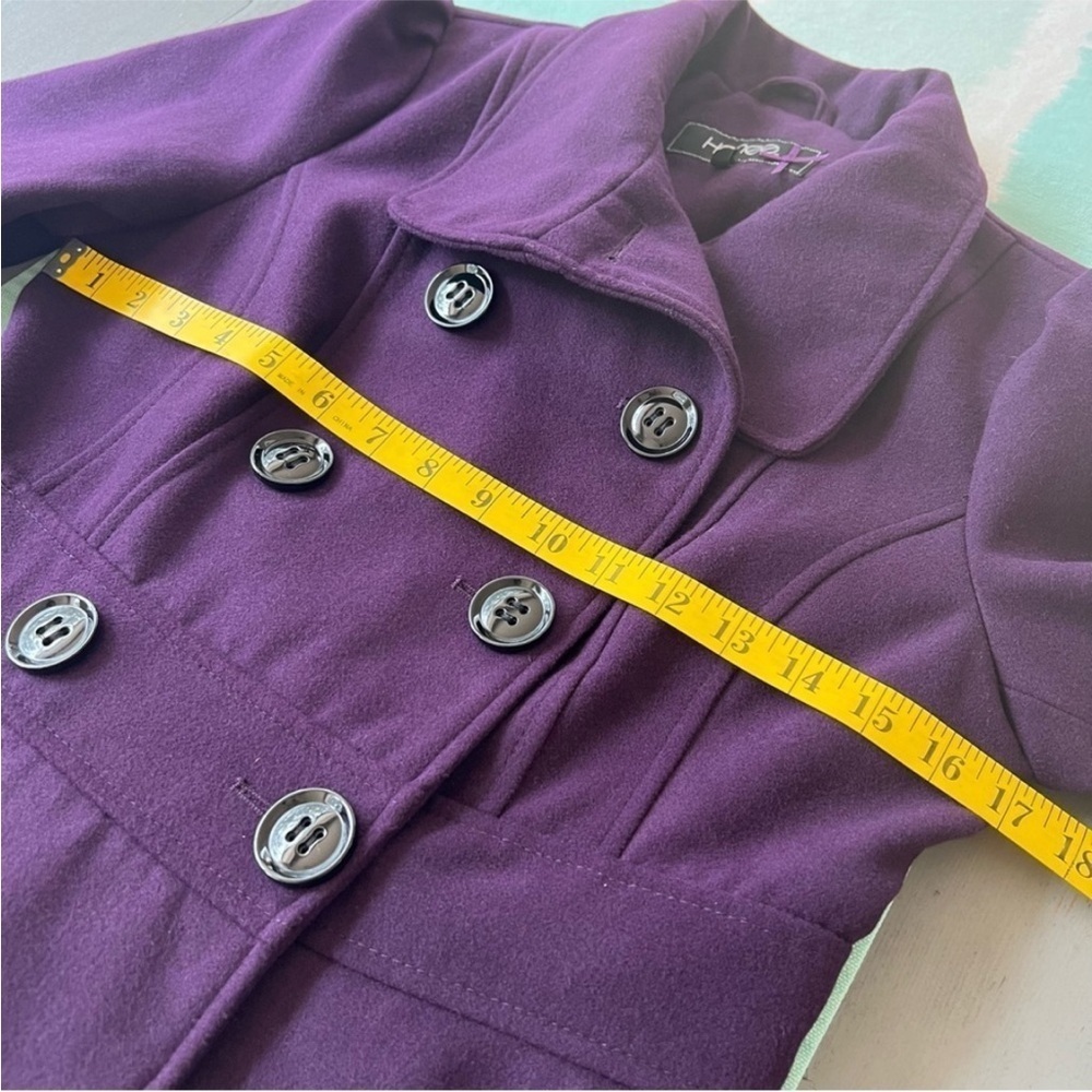 Honee Purple Double Breasted Peacoat Jacket Tailored Peplum Size Small - Picture 7 of 9
